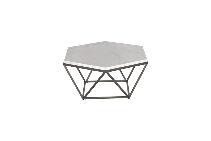 Steve Silver Corvus White Marble Top Hexagon Cocktail Table
