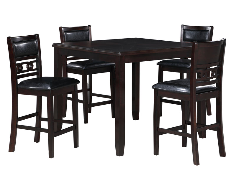 New Classic Furniture Gia Ebony PU 42 Inch Square 5pc Counter Height Set