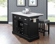 Steve Silver Aspen Ebony Kitchen Island 3pc Set