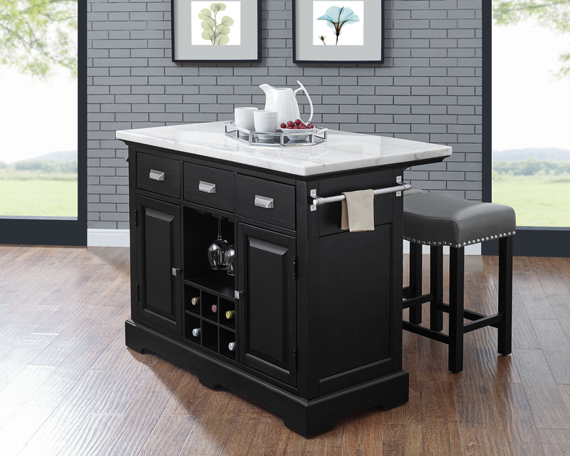 Steve Silver Aspen Ebony Kitchen Island 3pc Set