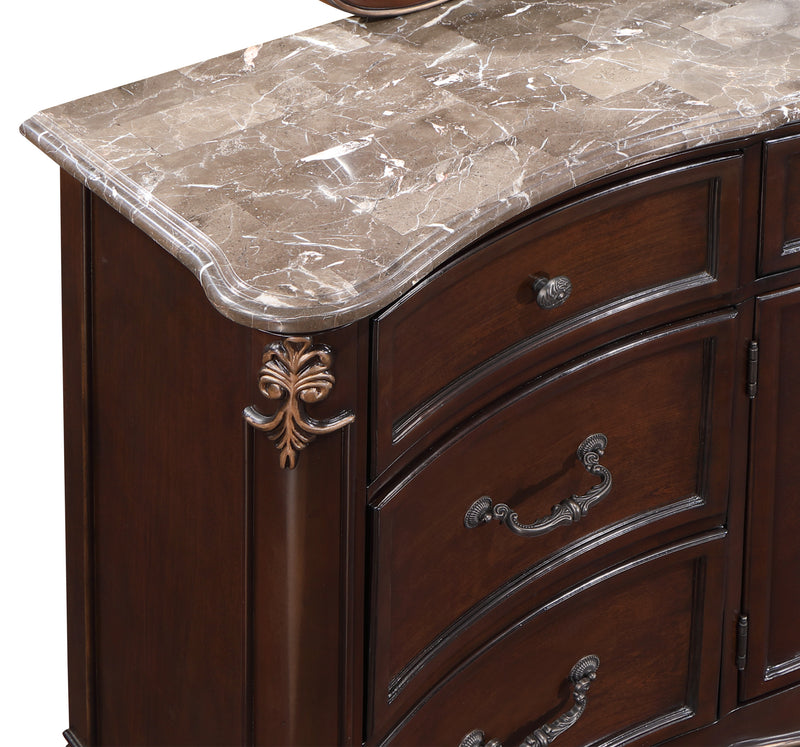 New Classic Furniture Constantine Cherry Dresser with Marble Top