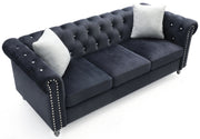 Glory Furniture Raisa Navy Blue Velvet Sofa