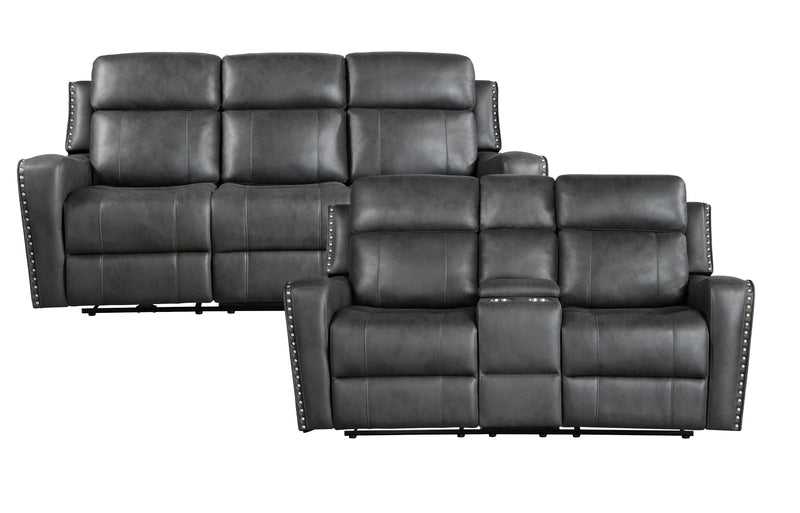 Home Elegance Kellen Dark Gray Power 2pc Living Room Set