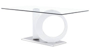 Global Furniture D9002 Clear Silver White Dining Table