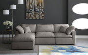 Meridian Furniture Plush Cream Velvet Modular 4pc Sectional with Ottoman