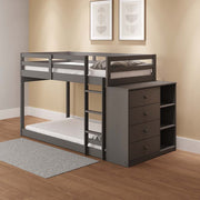 Acme Furniture Gaston Gray Twin Over Twin Bunk Bed with Cabinet