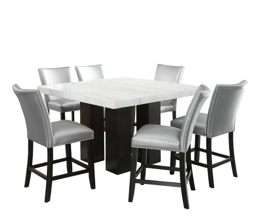 Steve Silver Camila White Silver 7pc Counter Height Set
