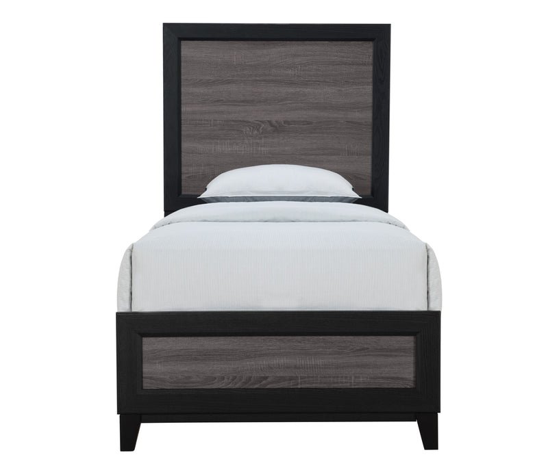 Global Furniture Lisbon Black Grey 4pc Twin Bedroom Set with Desk