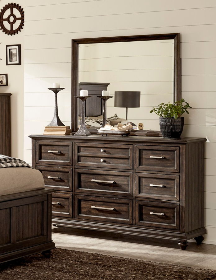 Home Elegance Cardano Dark Brown Dresser and Mirror