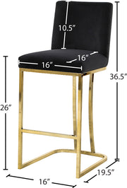 Meridian Furniture Heidi Cream Velvet Gold Counter Height Stool