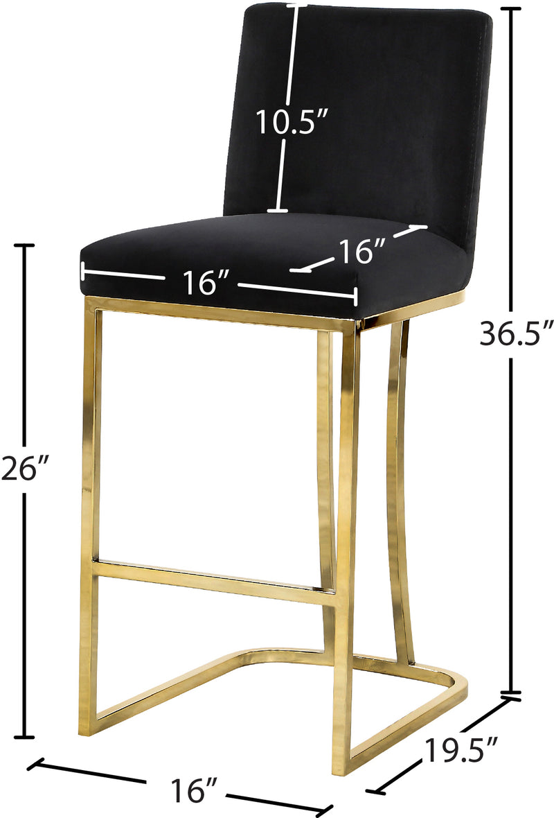 Meridian Furniture Heidi Cream Velvet Gold Counter Height Stool