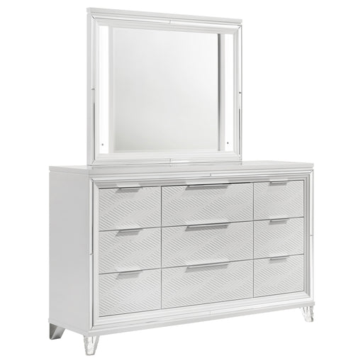 Coaster Furniture Marmore White Dresser and LED Mirror