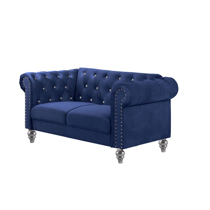 New Classic Furniture Emma Royal Blue Crystal Loveseat