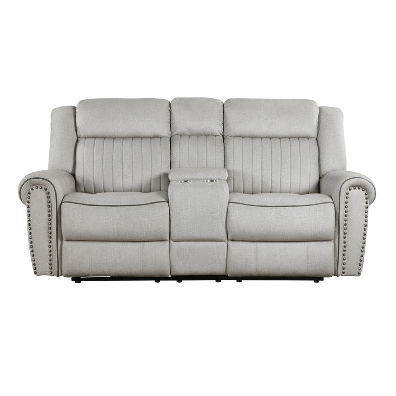 Home Elegance Brennen Gray Power Double Reclining Love Seat with Console