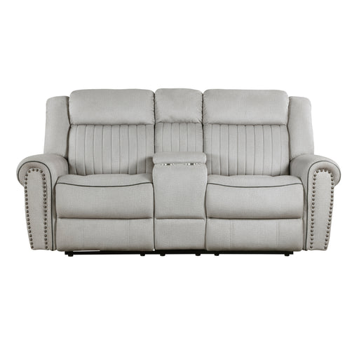 Home Elegance Brennen Gray Power Double Reclining Love Seat with Console