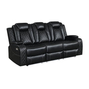 New Classic Furniture Orion II Black Reclining Sofa with Power Footrests and Headrests