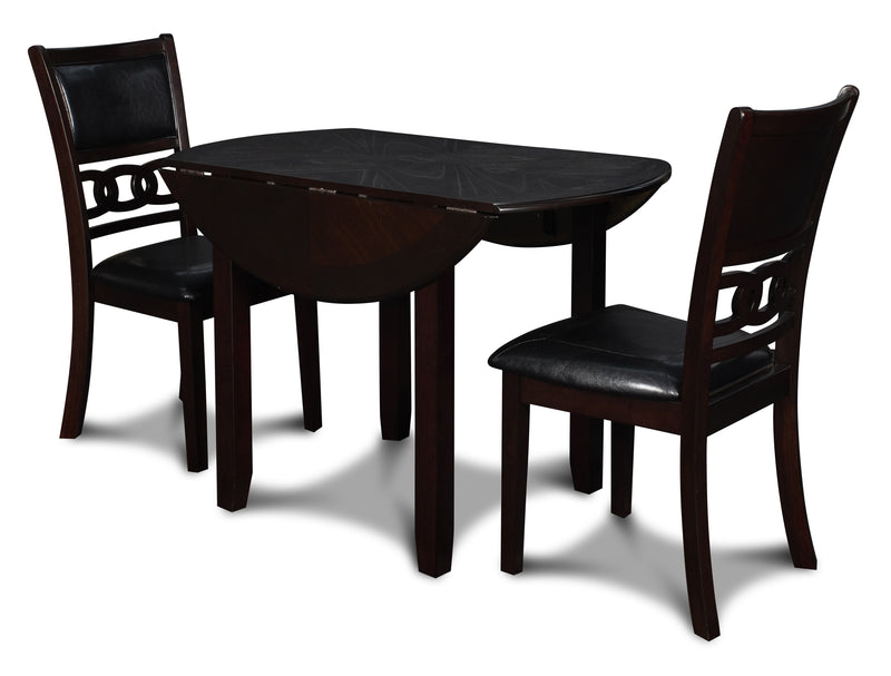 New Classic Furniture Gia Ebony PU 42 Inch 3pc Drop Leaf Dining Set
