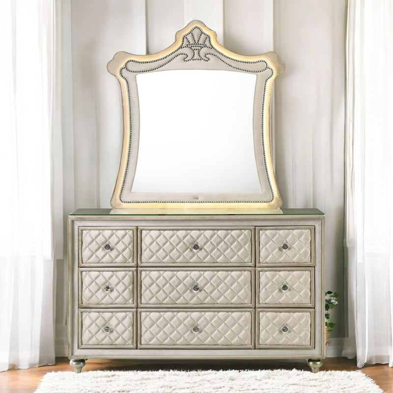 Acme Furniture Lucienne Beige Mirror with LED
