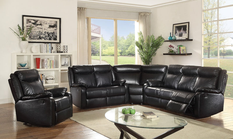 Glory Furniture Ward Black Faux Leather 4pc Living Room Set