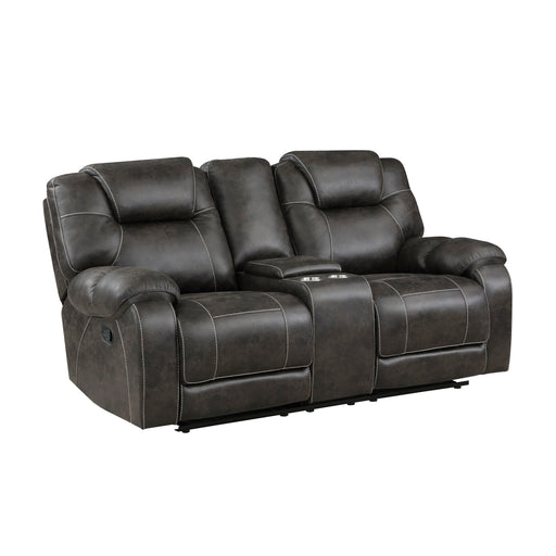 Home Elegance Gainesville Brown Double Reclining Love Seat with Console