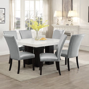 Steve Silver Camila White Silver 7pc Square Dining Set