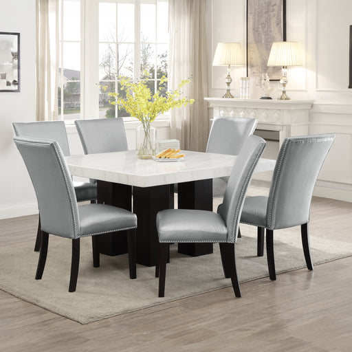 Steve Silver Camila White Silver 7pc Square Dining Set