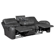 Home Elegance Newnan Brown Double Reclining Sofa with Drop Down Cup Holders