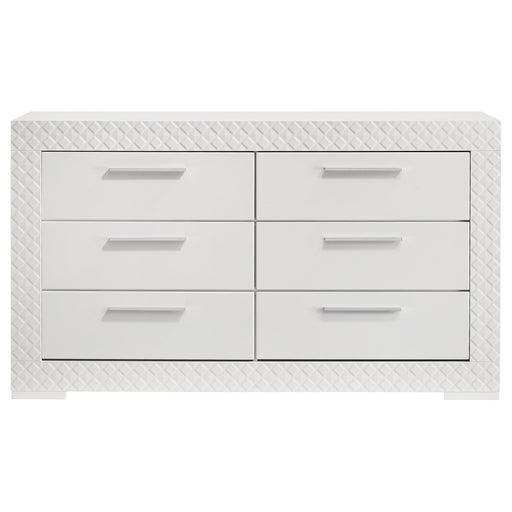 Coaster Furniture Ives White High Gloss 6 Drawer Dresser