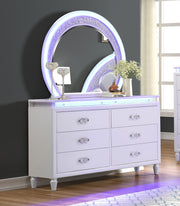 Galaxy Home Perla Milky White Wood Dresser and Mirror