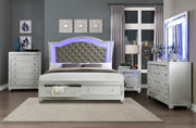 Home Elegance Leesa Silver Cal King Platform Bed with Footboard Storage