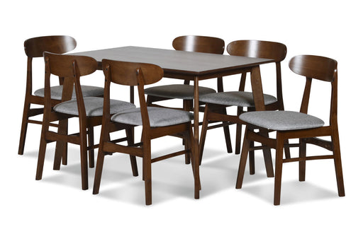 New Classic Furniture Morocco Walnut Brown Light Gray 7pc Dining Room Set