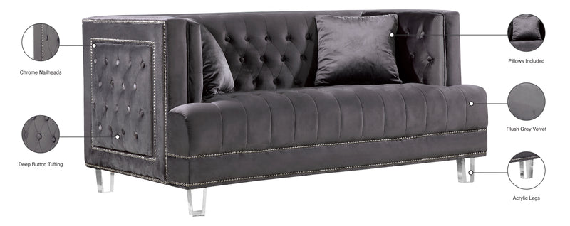 Meridian Furniture Lucas Black Velvet Loveseat