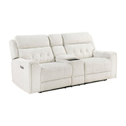 Home Elegance Celeste Beige Power Double Reclining Love Seat with Console