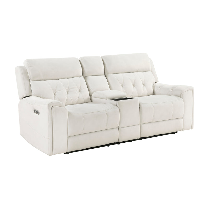 Home Elegance Celeste Beige Power Double Reclining Love Seat with Console