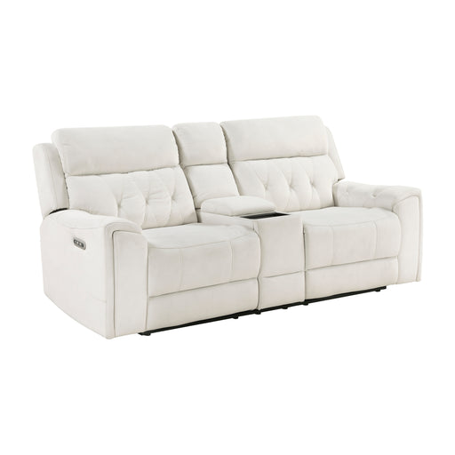 Home Elegance Celeste Beige Power Double Reclining Love Seat with Console