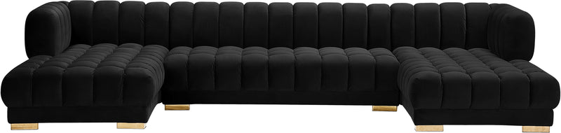 Meridian Furniture Gwen Black Velvet 3pc Sectional