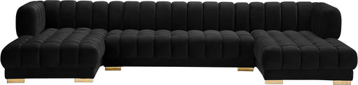 Meridian Furniture Gwen Black Velvet 3pc Sectional