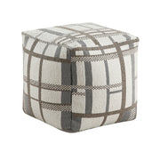 Home Elegance Easley Black White Fabric Square Pouf