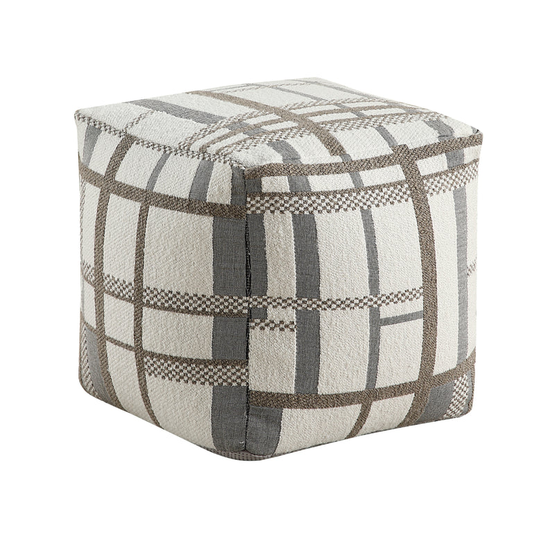 Home Elegance Easley Black White Fabric Square Pouf