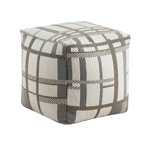 Home Elegance Easley Black White Fabric Square Pouf