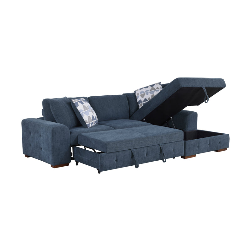 Home Elegance Raife Blue 2pc Sectional with Right Chaise