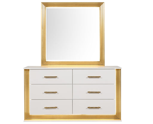 Galaxy Home Obsession White Gold Dresser and Mirror