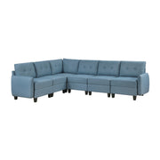 Home Elegance Garren Blue 6pc Sectional with Storage