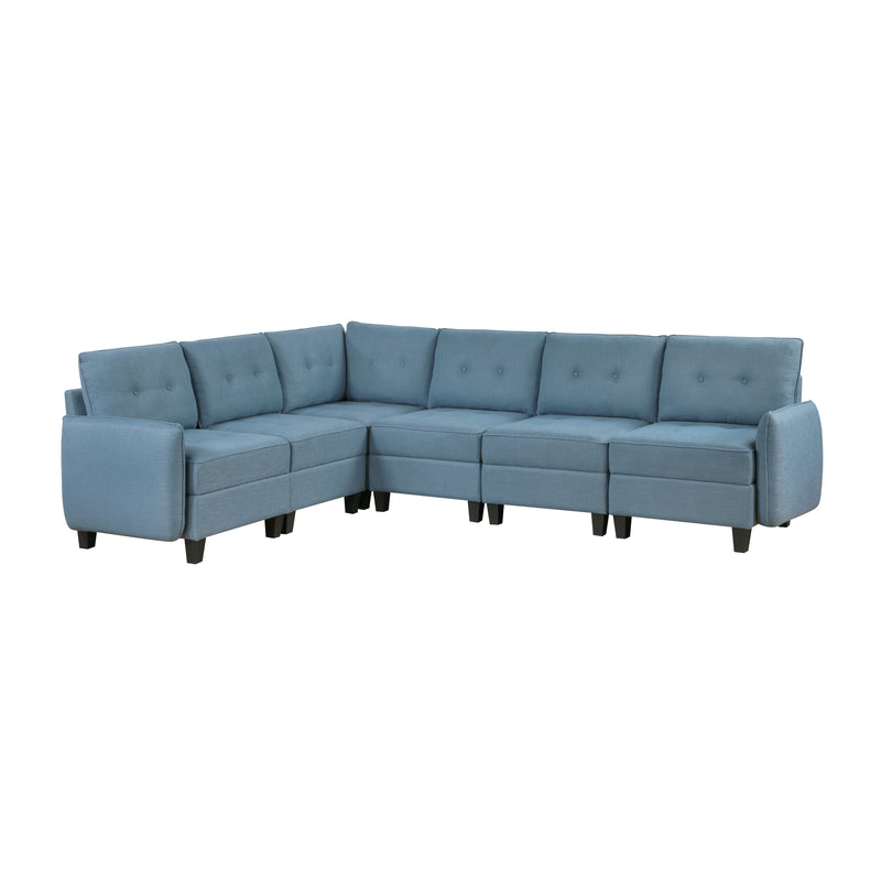 Home Elegance Garren Blue 6pc Sectional with Storage
