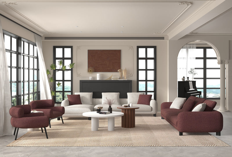 Acme Furniture Mardi Maroon Beige Sectional Sofa with 3 Pillows