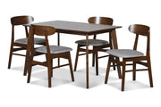 New Classic Furniture Morocco Walnut Brown Dark Gray 5pc Dining Room Set