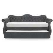 Galaxy Home Abby Gray Velvet Trundle Daybed