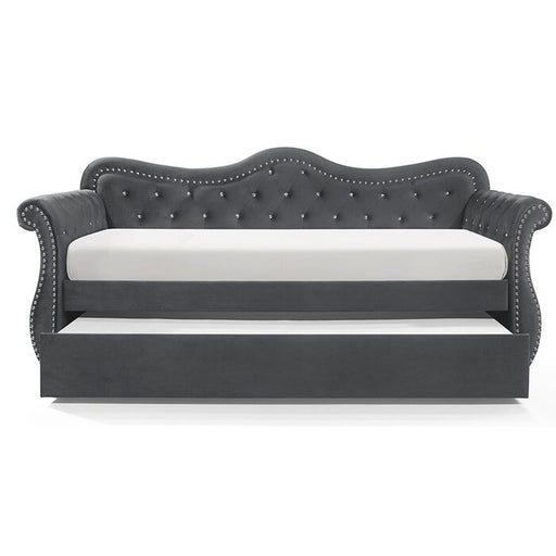 Galaxy Home Abby Gray Velvet Trundle Daybed