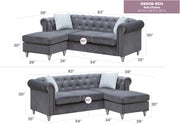 Glory Furniture Raisa Gray Velvet Sofa Chaise
