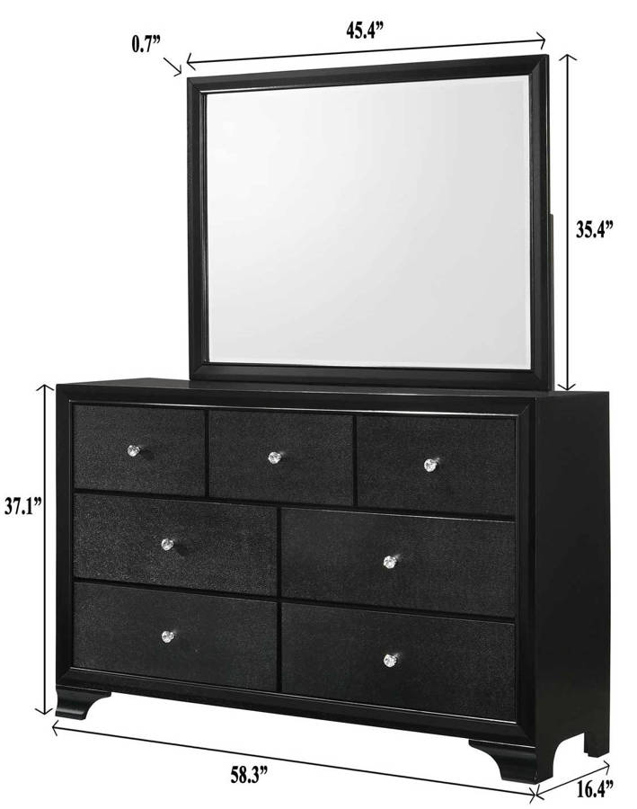 Crown Mark Micah Black Dresser and Mirror